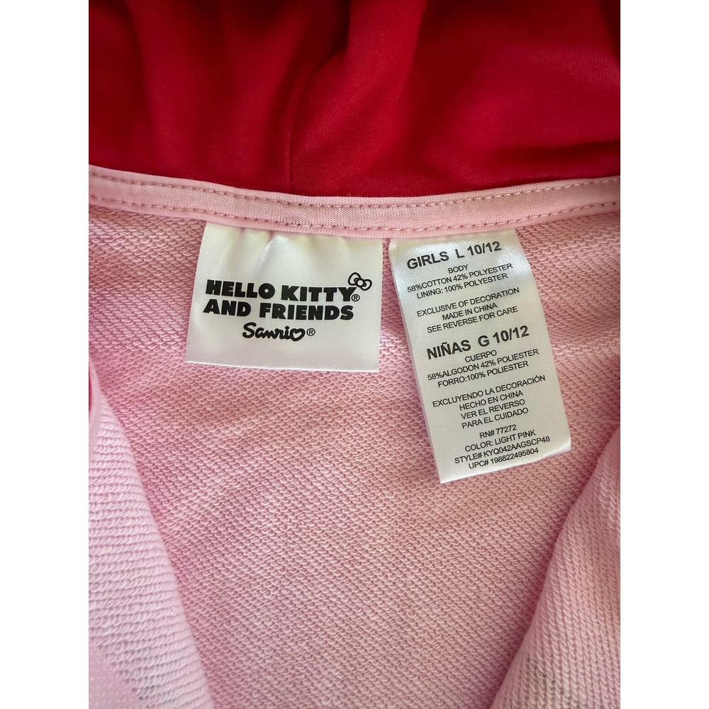 Hello Kitty and Friends Sanrio Girls Pink Rainbow Zip Up Hoodie Large 10/12 NWOT - Picture 5 of 10